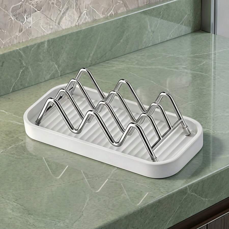 1/2pcs Wave Soap Dish, W-Shaped Storage Rack With Tray, Creative Bathroom Draining Soap Holder