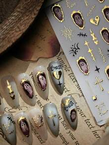 1sheet European And American Baroque Nail Art Stickers High-Quality Textured Retro Nail Stickers Self Adhesive Manicure Decorations Stickers DIY 5D Decals - Multicolor - View 3