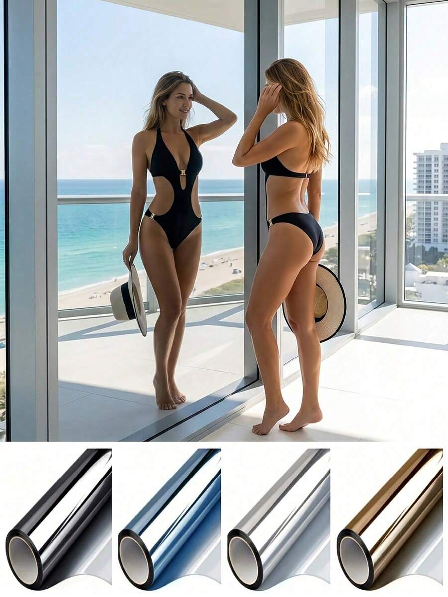 One Way Mirror Privacy Window Tint Heat Control UV Block For Home Office - Silver - View 1
