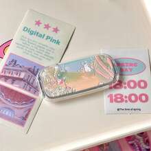 1pc Cute Cartoon Cat Portable Makeup Mirror Stand, Adhesive, Horizontal & Vertical Dual-Use, Desktop Support, Flip Cover - Multicolor - View 3