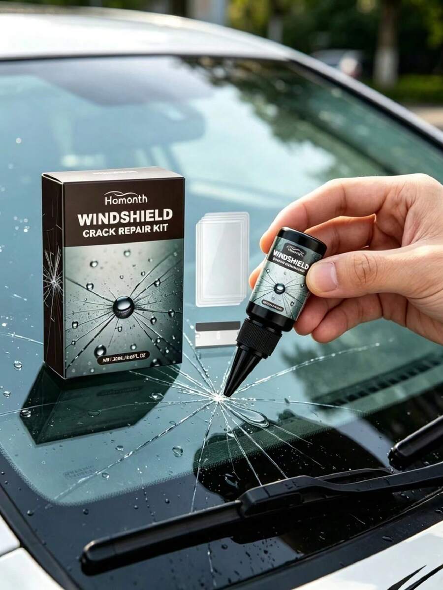 汽車前擋風玻璃裂痕修復套組，奈米修復液組，快速修復裂痕，恢復清晰視野，提升玻璃透明度與強度，隨機發貨新舊款