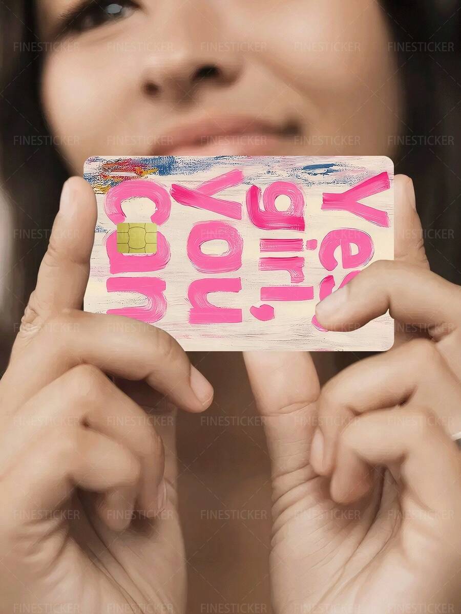 1pc "YES GIRL YOU CAN" Credit Card Cover Sticker Protective Card Sleeve, Confident Queen Women Empowerment PVC Material Anti-Fingerprint Durable Scratch-Resistant Wear-Resistant Skin, Party Birthday Gift, Suitable For Men And Women, Small Chip Cards, Bank Cards, Credit Cards, Transportation Cards, Key Cards, Student Campus Cards Personalized DIY, Privacy Protection - Multicolor - View 1