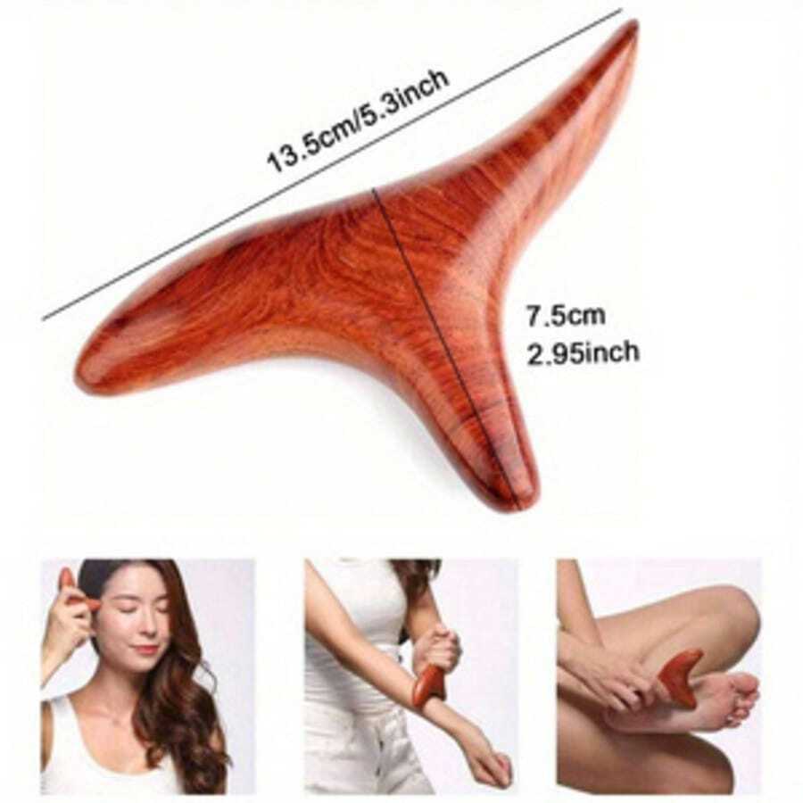 1pc Triangle Finch Massager, Fragrant Wood Multi-Functional Point Rod, Mahogany Three-Pronged Foot Point Pressing Solid Wood Foot Massage Cone - Single Reflexology - View 1