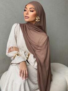 1pc 180*70cm Women's Solid Color Viscose Fiber Breathable Soft Modal Hijab Scarf, Suitable For Abaya Robe, Anti-Slip,Beach,Holiday,Travel Essential,Holiday - Viscose Hijab - View 7