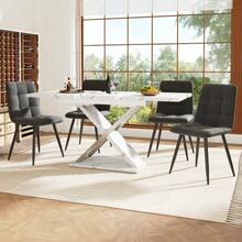 Extendable Dining Table (118-157*75cm), Kitchen/Living Room Table, Side Table, Extends From 118 To 157 Cm Thanks To An Integrated Extension Leaf, Dining Table With Crossed Legs - 白色 - 查看 4