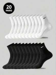 2/5/10/12/20/1 Pair Men's Sports Socks, Running Socks, Mid-Calf Anti-Slip Design, Odor-Resistant Basketball Socks - Multicolor - View 3