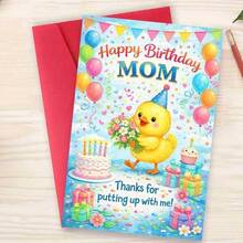 Kartu Ucapan "Selamat Ulang Tahun Ibu" Bergambar Anak Bebek Lucu, "Terima Kasih Sudah Sabar Menghadapi Aku!" - 13*18 - View 7