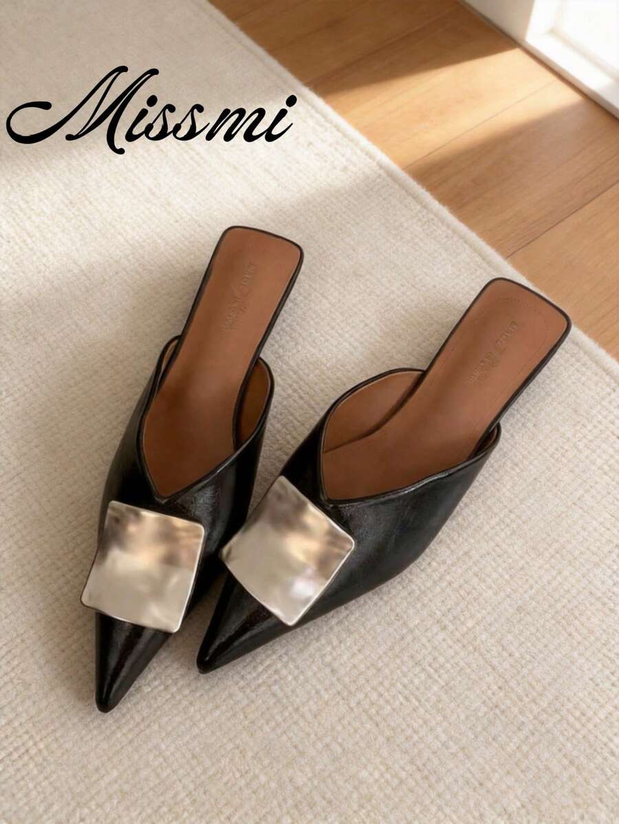 Women's Fashion Pointed Toe High Heel Pumps,Elegant,Mule,Party,Kitten Heels - Black - View 1