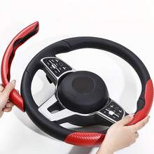 2/3pcs Non-Slip Steering Wheel Cover - Low-Key Matte + Faux Carbon Fiber Pattern + Segmented Embedded Design + No Inner Ring, For Car/MPV/SUV/RV/Pickup/Van - Matte, Carbon Fiber-like Pattern - View 5