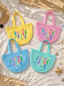 Multicolor Beach Sardine Pattern Multifunctional Zipper Tote Bag, Gift For Her/Him, Shell Bag, Conch Mesh Bag, Beach Bag, Conch Collection Mesh Bag, Shell Mesh Bag, Conch Tote Bag, Transparent Pencil Case, Tear-Resistant Transparent Bag, Office/School Travel Bag, Jewelry/Electronics Small Zipper Bag, Beach/Pool/Gym Wet/Dry Bag, Mesh Storage For Sand Toys And Shells, Graduation Gift, Birthday/Anniversary/Wedding/Holiday - Multicolor - View 3