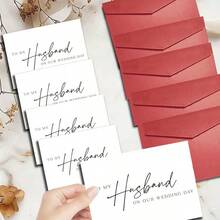 5pcs Set To My Husband On Our Wedding Day Card, To My Hubby On Our Wedding Day Card, To My Hubby Card, Wedding Day Card Including Envelope - Multicolor - View 4
