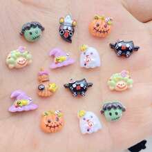 20/40pcs Halloween Resin Stickers - Cute Cartoon Ghosts, Pumpkins, Witches, Expressive Bats And Skull Stickers - DIY Crafts, Planner Decoration, Wedding Supplies - Durable Creative Design, Suitable For Planner Making And Art Projects - Random Assortment - Transparent - View 6
