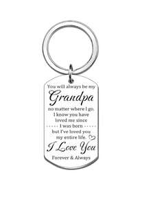 1PC/6PCS/12PCS/24PCS I Love You Grandpa Cartoon Bear Holding Hands Keychain, Grandfather Keychain Father's Day Gift, Best Hero Keepsake For Granddaughter And Grandson - Silver - View 9