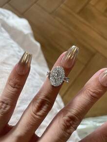 3pcs Old Money Style Cubic Zirconia Geometric Stackable Copper Rings Set, Suitable For Women's Daily And Party Wear - Silver - View 7