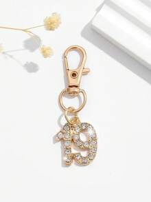 1pc Fashionable European And American Creative Versatile Cute Mini Lucky Number 1-25 Keychain Bag Charm, Suitable For Women's Car Key Bag Decoration And Gift - Gold - View 33