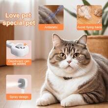 Pet Supplies, 3-In-1 Pet Grooming Comb Spray Brush, Gentle Detangling, Anti-Static, Skin Massage, Suitable For Cats And Dogs, With Spray Function, Comfortable And Convenient To Use And Easy To Clean. - Light Grey - View 3
