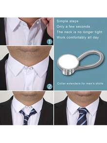 2/5/10pcs Men's Dress Shirt Collar Extenders | Comfortable Tie Extenders, Suitable As A Gift, Non-Textile Material - Mixed Colors - View 3