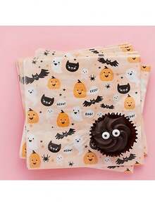32pcs Halloween Napkins Ghost Witch Bat Design Halloween Party Decoration Kitchen Dining Table Party Set Theme Party Indoor Home Decor - Multicolor - View 4
