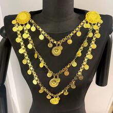Cinto Vintage Esculpido com Borla Multicamadas, Design Vazado Feito à Mão, Estilo do Oriente Médio, Acessório de Vestido de Noiva Kaftan, Decoração de Palco para Dança do Ventre - Dourado - Visão 10