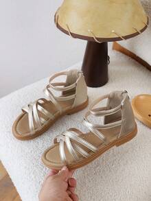 2026 Spring/Summer New Korean Style Girls High-Top Princess Roman Sandals, Suitable For Little Girls - Gold - View 3