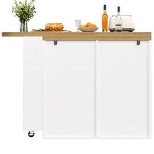 Bar Table/High Table With 6 Drawers, Kitchen Sideboard/Display Cabinet With Anti-Tip Device, 360° Swivel Multifunctional Table That Can Be Used As A Dining Table, Bar Or Desk For The Living Room, Kitchen Or Restaurant. - 白色 - 查看 11