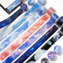 30mm*1m 夢幻星空 PET 和紙膠帶，復古雲朵、月亮 & 彩虹圖案防水可愛貼紙，DIY 手帳背景裝飾材料，多用途剪貼簿用品 & 日常學校辦公文具 - 圓形 - 查看 10