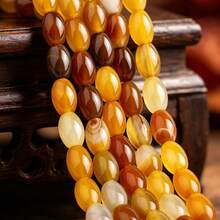 8x12mm AA Natural Stone Rice Shape Brown Yellow Agate Loose Spacer Beads For Jewelry Making DIY Gorgeous Bracelets Necklace Accessories For Gifts - Beads - View 1