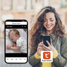 5Inch WiFi Baby Monitor Phone APP & Monitor View Control With Pan-Tilt-Zoom Video Camera Cry Temperature Detection Night Vision 2 Way Talk Cam - White - View 4