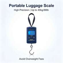 1pc 40kg Portable Digital Hanging Scale, Industrial Grade Electronic Luggage Scale With LCD Display, Non-Slip Handheld Hook Scale, Suitable For Travel, Shopping And Home Use - Royal Blue - View 7