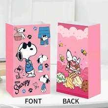 1 Set/12 Pcs 2026 Popular Snoopy Sticker Paper Bags, Pink And Yellow Sticker Paper Bags, Snoopy Theme Party Favors, Souvenirs And Other Suitable Gifts, Snacks, Craft Packaging And Storage. Birthday, Back To School And Holiday Gift Prizes. (Random Style) - Multicolor - View 5