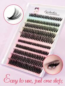 200pcs Cluster Eyelashes 40D+60D Mixed Style 9-16mm Eyelash Extension Patches Suitable For DIY Eyelash Growth Beginners Home Party - D - View 2
