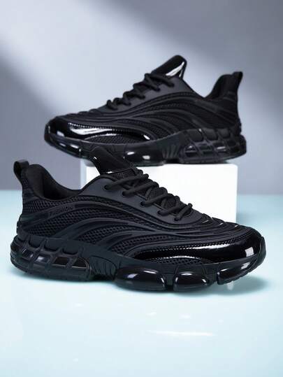 Men's Fashion Sneakers - Breathable And Comfortable, With Thick Sole Support, Lace-Up Low-Top Design, Suitable For Casual And Sports Wear, All Seasons