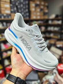 Hoka One One 春夏新款 Bondi 9 路跑鞋,透氣輕量舒適緩震防滑四季通用中性鞋 灰色 - 灰彩色 - 查看 10