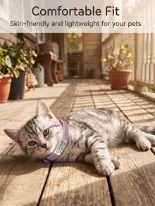 1pc Personalized Adjustable Reflective Pet Collar With Cartoon Anti-Choking Buckle And Bell, Engraved Stainless Steel Collar For Cats And Dogs - Pink - View 8
