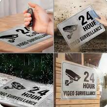 D Flat Wooden 24-Hour Video Surveillance Plastic Sign - 8X5 Inches, UV And Scratch Resistant, Durable Wall-Mounted Warning Sign, Suitable For Home, Office, Warehouse, Parking Lot, Retail Store Security Monitoring - Silver - View 4