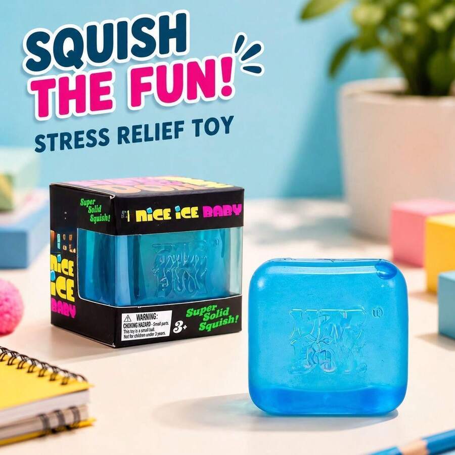 Squishy Toy, TPR Soft Slow Rising Decompression Toy, Sensory Stress Relief Ice Block Squeeze Toy, Popular Fidget Relaxation Toy For Kids Adults - Blue - View 1
