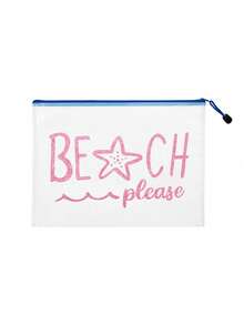 多色防水時尚網格海灘包，附亮面「Beach Please」字樣與海星圖案，大容量透明化妝包、泳池包、便攜耐用盥洗包、文具收納袋、輕量防曬收納包，適合游泳、海灘、潛水及夏季旅行，送給朋友、家人、閨蜜、同學的完美禮物與紀念品，適用於生日、節日、派對、婚禮（伴娘）、教師節、開學季、畢業季 - 彩色 - 查看 13