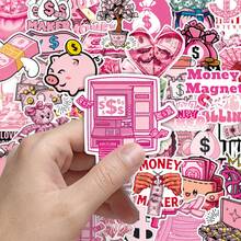 50pcs Fresh Ins Style Pink Coin Doodle Cartoon Dollar Creative Decorative Planner Tablet Stickers - Pink Coins - 1963 - View 7