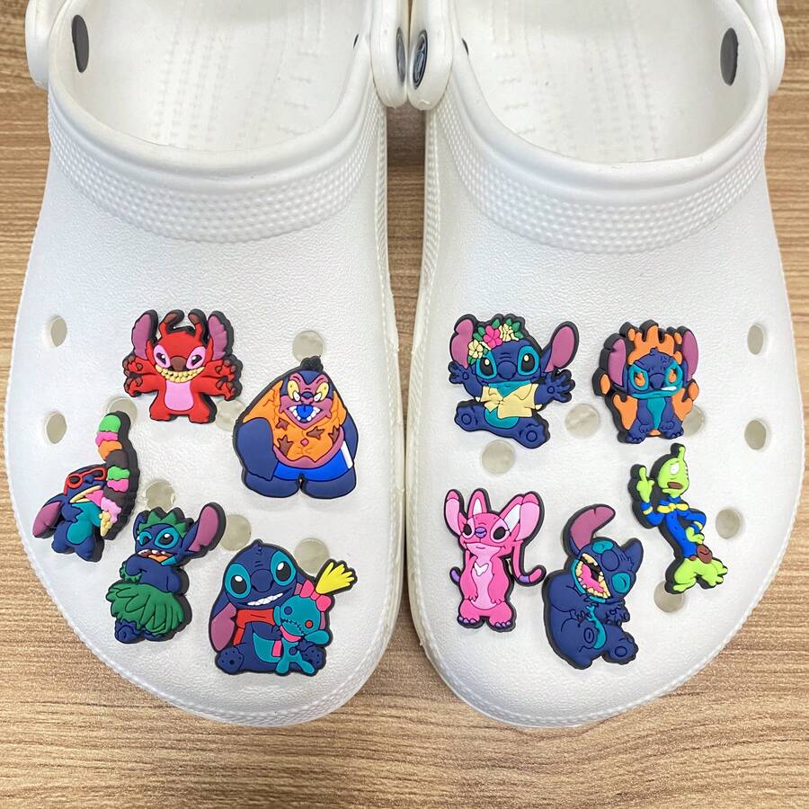 22 Pack Stitch Charms, Multiple Styles Lilo Stitch & Angel Cartoon Shoe Charms, Waterproof Rubber Shoe Decoration Pins For Clogs, Bubble Slides, Backpack Wristband, Holiday Gifts Collection Set