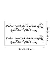 1pc Handwritten English Inspirational Quote Text Pattern Temporary Tattoo Sticker, Realistic Fake Tattoo Design, Suitable For Travel, Music Festivals, Gaming, Graduation Gifts, Lasts 3-5 Days - Black - View 6