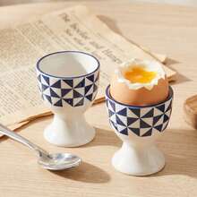 2pcs Egg Cups, Egg Holders, Blue And White Porcelain Print Style Egg Holders For Daily Meals, Suitable For Breakfast, Family Dining, Gifts, Parties And Gatherings - Blue and White French Flowers - View 16