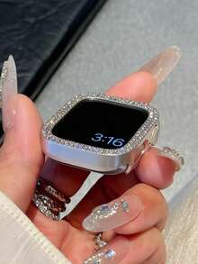 1pc Double Layer Sparkling Rhinestone Protective Case, Compatible With Apple Watch 40/41/42/44/45/46/49mm Series, Including Ultra/SE/11/10/9/8/7/6/5/4, Smart Watch Accessory, Starlight Color - Hollow Star Color - View 4