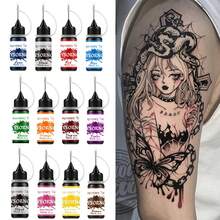 9 Colors Temporary Juice Tattoo Ink, Waterproof Semi-Permanent Henna Tattoo Paste, Long-Lasting Hand-Painted Body Art Pigment, DIY Realistic Tattoo Sticker - Multicolor - View 1