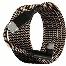90° Right Angle Type-C To Type-C Braided Cable Compatible With Samsung, Compatible With Apple Series/ And Other Devices Smartphone Charger - Gold - View 3