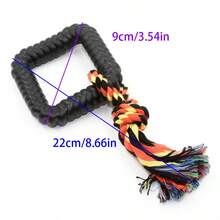 1 pieza Juguete de pulsera para perro negro con anillos de diamantes de colores mixtos, pulsera de cuerda de algodón roja amarilla de colores con nudos, juguete interactivo duradero para masticar, dentición y tironeo para aliviar el aburrimiento de los perros - Multicolor - Ver 2