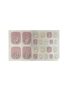 1 Sheet Of Full-Coverage Toenail Stickers-A Summer Must-Have-Featuring A Design In Light Pink And Light Brown, Accented With Diamond-Shaped Patterns. These Stickers Are Perfect For Women And Girls, And Are Easy To Apply And Remove. - Baby Pink - View 4