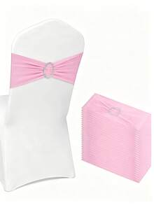 10Pcs Banquet Chair Sashes With Silver Rhinestone Buckle, Stretch Chair Bands For Wedding, Banquet, Party, Baby Shower, Birthday Decoration, Soft & Reusable Chair Cover Sashes - Multicolor - View 1