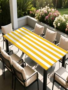 1pc Green Striped Tablecloth, Fresh American Country Style, Suitable For Kitchen, Dining Table, Coffee Table, Entryway, Party, Wedding, Birthday, Picnic, Home Decor, All Seasons - B - View 6