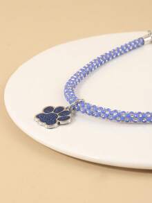 Blue Paw Print Rhinestone Collar, Suitable For Cats And Dogs, Comfortable For Small To Medium Sized Pets, Suitable For Year-Round Wear, Suitable For Home Daily Use Or Outdoor Walking And Playing (Note: Product Is Fragile, Do Not Overstretch) - Blue - View 6