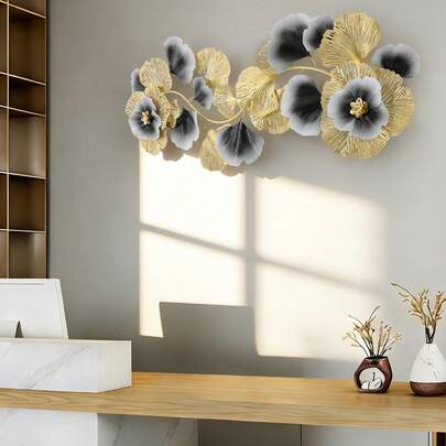 Ubfhonsi Metal Wall Art, Metal Wall Decor For Living Room, Flower Leaves Wall Decoration
